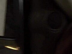 blonde milf teases with bathroom blowjob