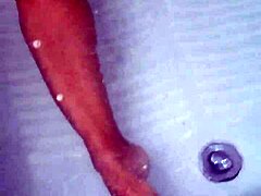 The sexy pornstar masturbates in the hydro massage bathtub, moaning as she touches her boobs and cock!