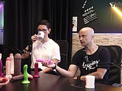 eilani quina and victor luciano explore UPPER TOYS in sheer red lingerie