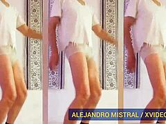Alejandro Mistral Strips to White and Blue Underwear