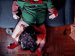 Santas helper bbw feels intense pleasure with anal and cum