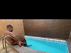 i caught this tattooed sexy amateur in the pool for wild sex