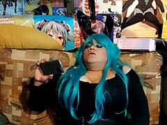 So, I'm just a naughty bunny, riding wild as a shemale with big tits. Watch me go!