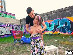 Tiny Munequita Enfadada Battles Huge Cock in Public!