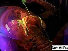 busty natasha nice has fun in sexy black light video shoot