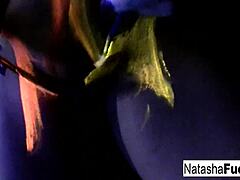 busty natasha nice has fun in sexy black light video shoot