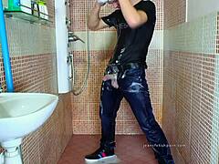 Gay Man Bathes In Shower Fetish With Cock