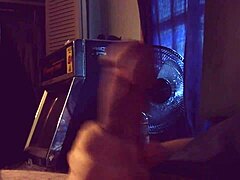 Allison moans while stroking big cock