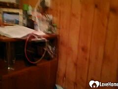 horny curly brunette girlfriend strips, rips clothes, and sucks big boner 😏