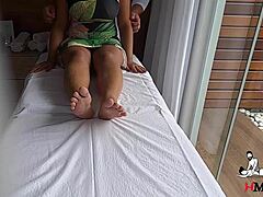 Filming Client with Gorgeous Breasts and Tight Pussy During Real Tantric Massage. Brazilian Teen Amateur Enjoys Every Touch.