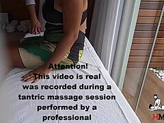 Filming Client with Gorgeous Breasts and Tight Pussy During Real Tantric Massage. Brazilian Teen Amateur Enjoys Every Touch.
