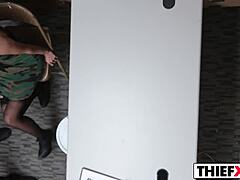 Fucking Sultry Teen Burglar Hard in Garage After Caught Stealing