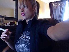 Blonde with Big Tits Smokes Brown Cork Cigarettes on Request