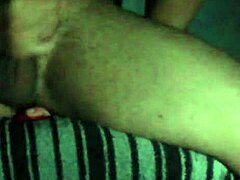 young bisexual rides dildo while jacking off