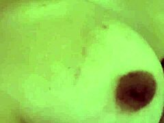 Bbw hotwife playing with her big boobs and inserting dildos in the pussy