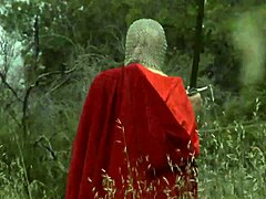 Cosplay美女户外草地上用假鸡巴自慰