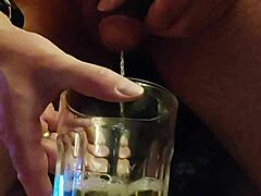 Pissing and drinking it in a wild drunken moment!