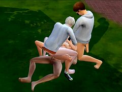 This public slut is playing games outdoors, so hot