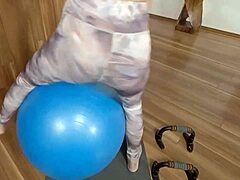 flexible freya dee stretches in tight yoga pants