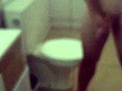 Witness intense solo action in the bathroom.