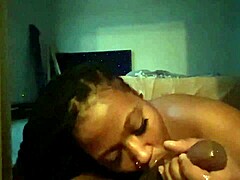 Sister finishes him off with blowjob after riding big cock roughly.