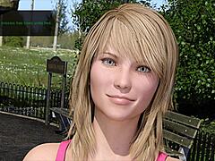 Sexy Blonde Katia John Trains in Big City Pleasures Staring at Big Boobs