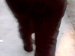 big latina ass groped and cumshot from behind voyeur style