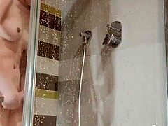 Bitch Fucks Herself In Shower With Dildo In Ass