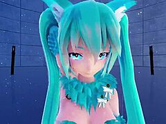 Blue K Nights in Cat Fate Cosplay with Miku Girls