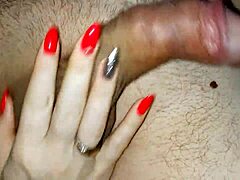Feeling the intense pleasure while jerking off husband's cock with dirty talk