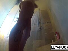 hot blonde with big tits enjoys a relaxing shower