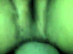 Intensely filling ebony brunette's pussy with hot cum.