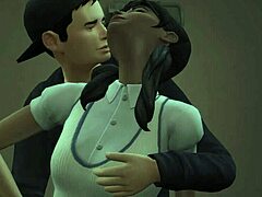 少女和哥特Cassandra在3D卡通场景中初次体验