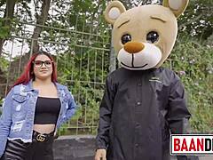 Horny redhead rosario red fucks milky bear in studio