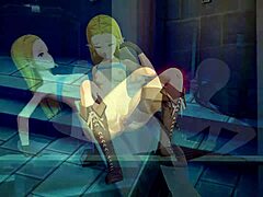 嘿，金发泽尔达用舔阴让他射得那么猛！