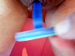 beautiful brunette tries alternative masturbation