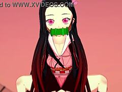 nezuko chan struggles with her impulses in demon slayer hentai.