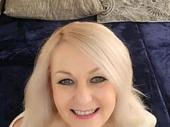 i want to be your slave, blonde milf masturbating pussy solo in bdsm style