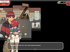 nerdy girl gives public handjob in library