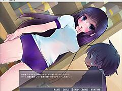 Girl exposes herself while playing game, masturbating in anime style