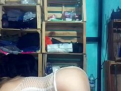 She slips into a white net dress and we bang doggystyle hard! What a wild Latina emo couple getting it on!