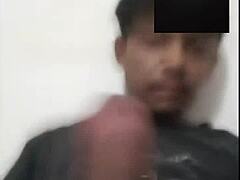 Indian guy stroking his hard cock fast