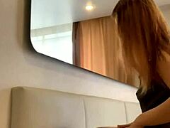 Young Russian redhead bitch dances seductively and teases on camera for attention