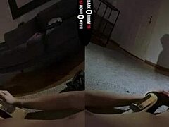 Redhead in Stockings Shows Big Tits and Ass While Giving Blowjob in VR Dark Room