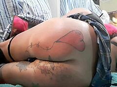 Gay sissy Ryan743 trains anal in blue skirt