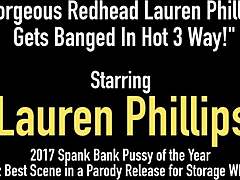 Gorgeous Redhead Lauren Phillips Banged in 3-Way