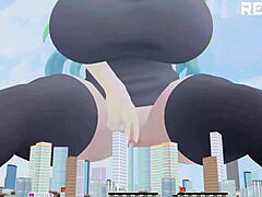 巨人女仆在3D卡通中施展缩小咒语