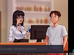 Brunette babe shows big ass in roleplay.