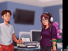 Brunette babe shows big ass in roleplay.