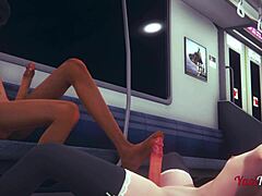 Yaoi femboy Nekoi and Simon in subway anime scene